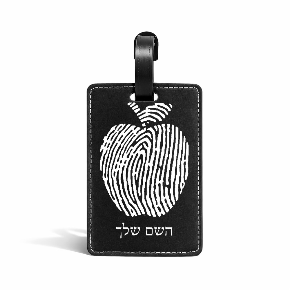 תווית לסימון מזוודה \ תיק בעיצוב אישי עם השם שלך בעיצוב הדפס תפוח גודל 10.3 × 7 ס"מ