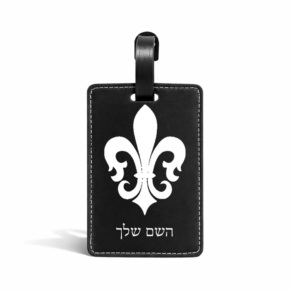 תווית לסימון מזוודה \ תיק בעיצוב אישי עם השם שלך בעיצוב פרחי פרחים - צרפת גודל 10.3 × 7 ס"מ