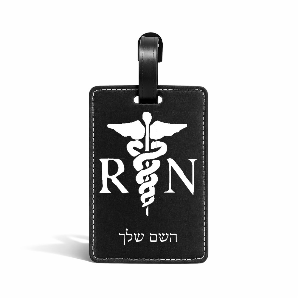 תווית לסימון מזוודה \ תיק בעיצוב אישי עם השם שלך בעיצוב אחות מוסמכת גודל 10.3 × 7 ס"מ