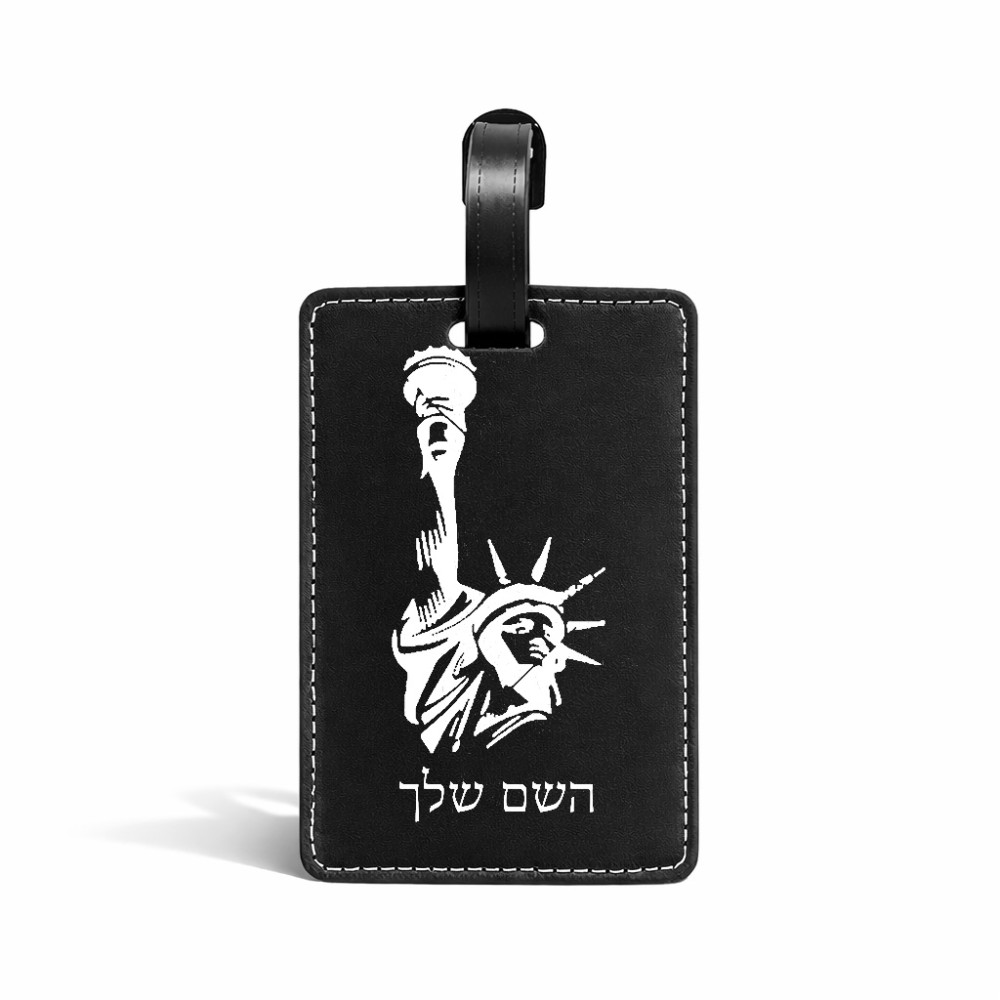 תווית לסימון מזוודה \ תיק בעיצוב אישי עם השם שלך בעיצוב פסל החירות גודל 10.3 × 7 ס"מ