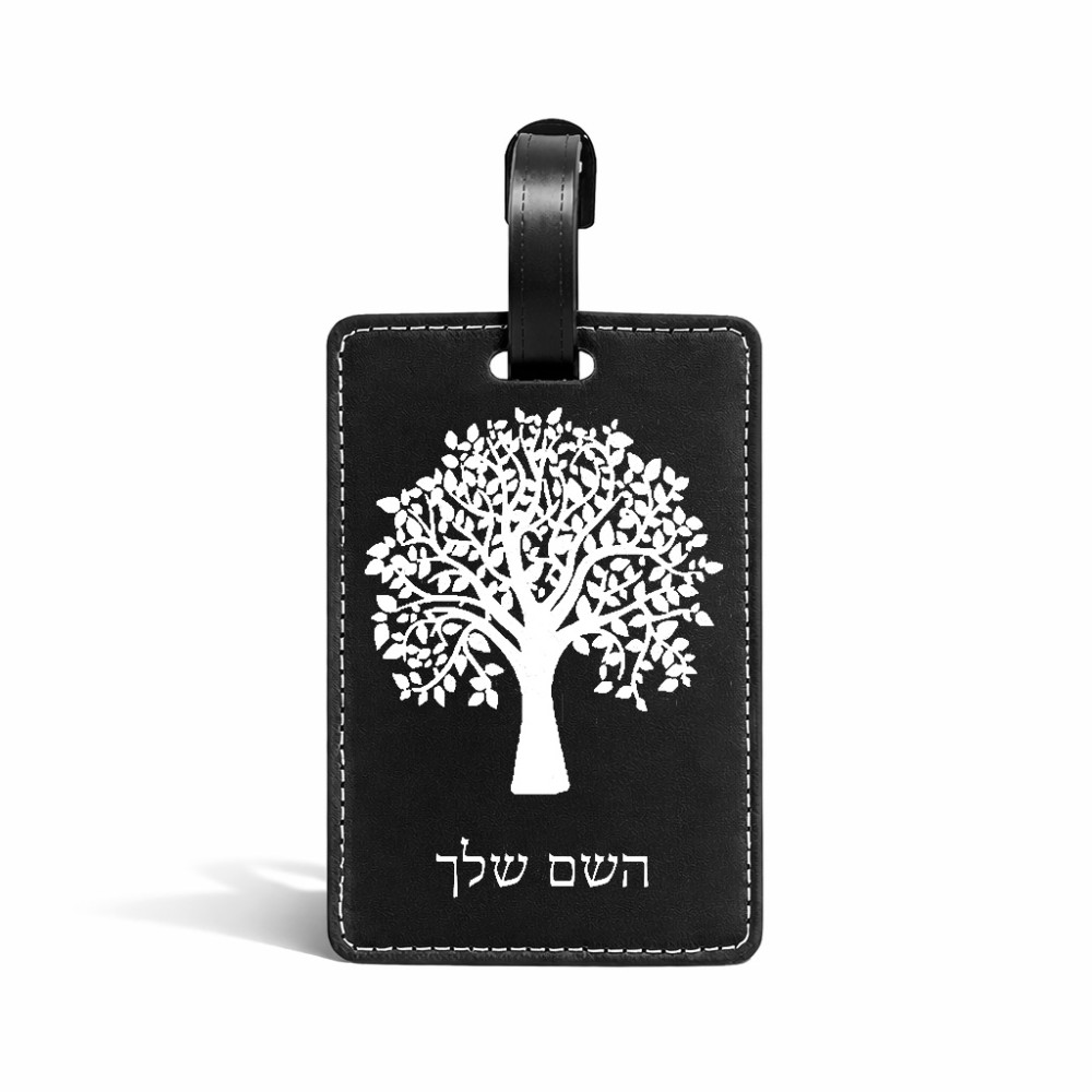 תווית לסימון מזוודה \ תיק בעיצוב אישי עם השם שלך בעיצוב עץ גודל 10.3 × 7 ס"מ