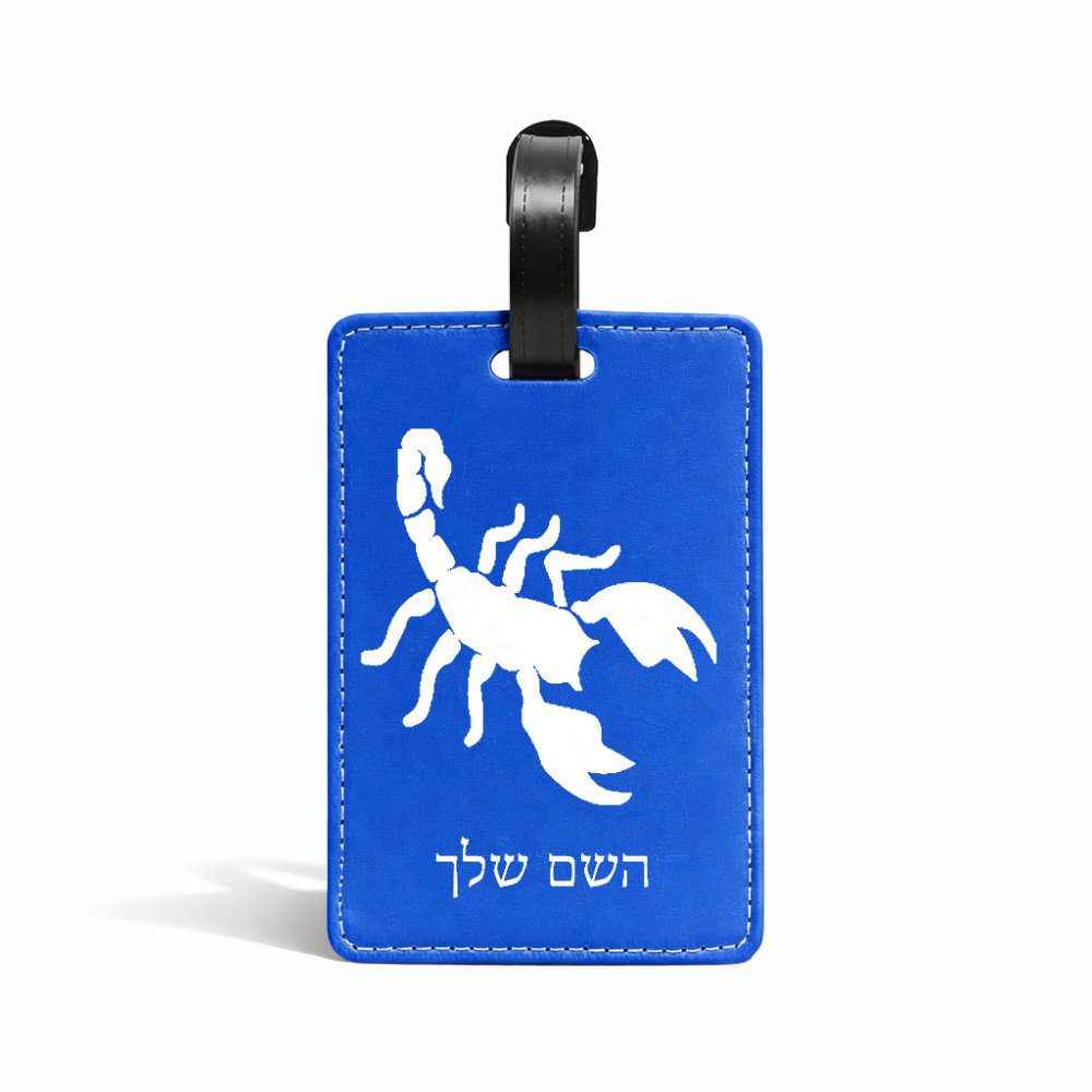 תווית לסימון מזוודה \ תיק בעיצוב אישי עם השם שלך בעיצוב עקרב גודל 10.3 × 7 ס"מ
