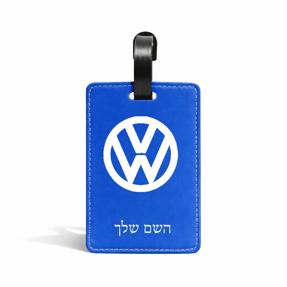 תווית לסימון מזוודה \ תיק בעיצוב אישי עם השם שלך בעיצוב פולקסווגן גודל 10.3 × 7 ס"מ