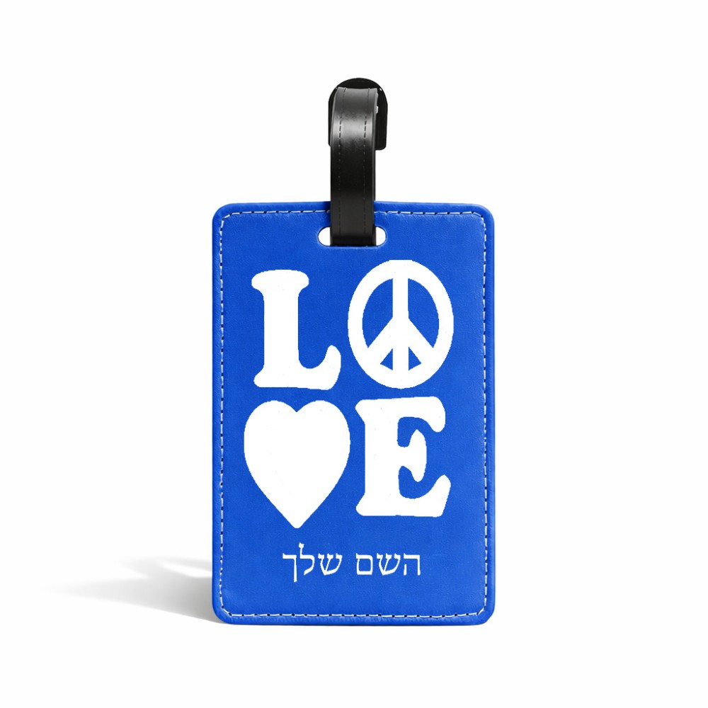 תווית לסימון מזוודה \ תיק בעיצוב אישי עם השם שלך בעיצוב אהבה גודל 10.3 × 7 ס"מ