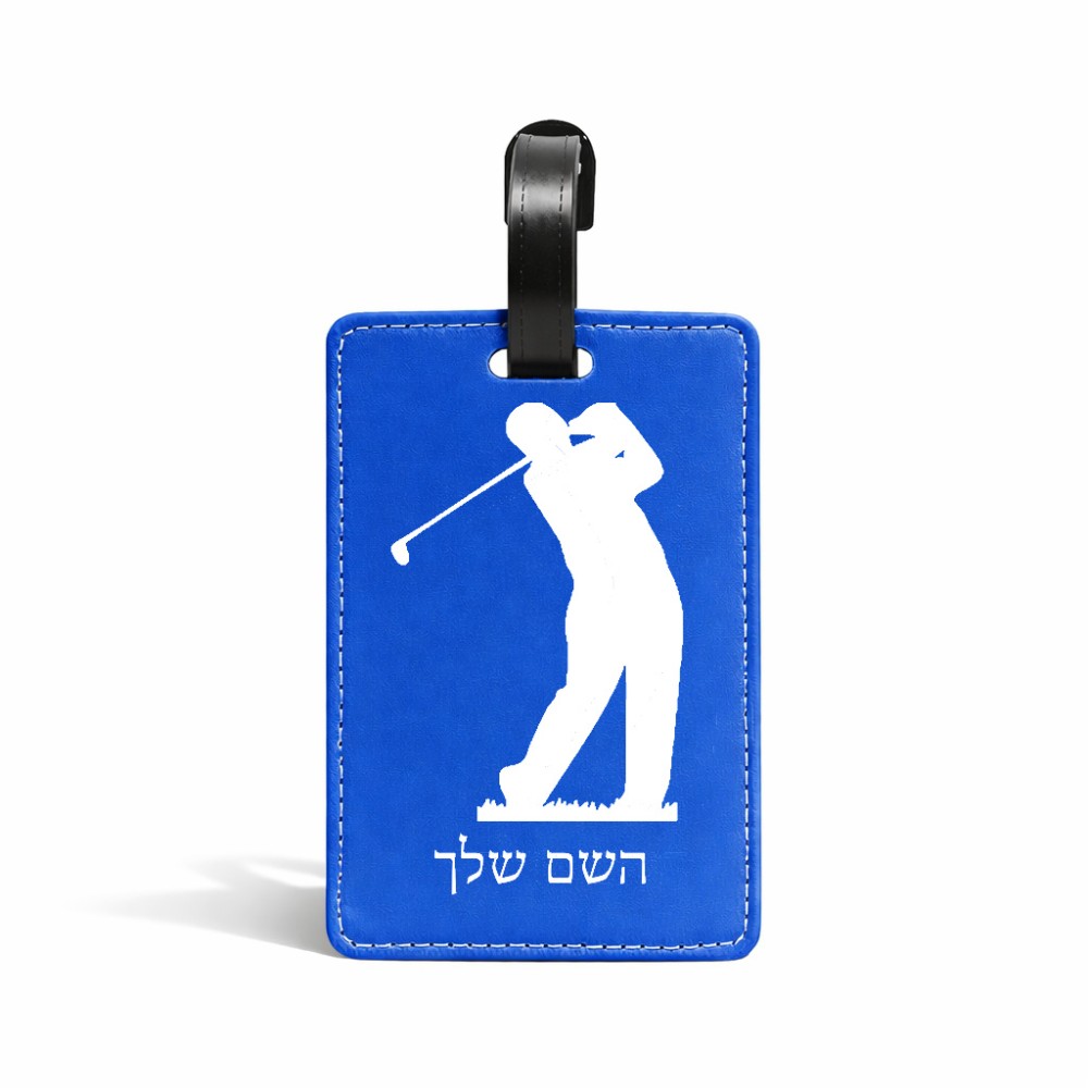 תווית לסימון מזוודה \ תיק בעיצוב אישי עם השם שלך בעיצוב שחקן גולף גודל 10.3 × 7 ס"מ