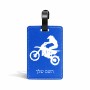 תווית לסימון מזוודה \ תיק בעיצוב אישי עם השם שלך בעיצוב מוטוקרוס גודל 10.3 × 7 ס"מ