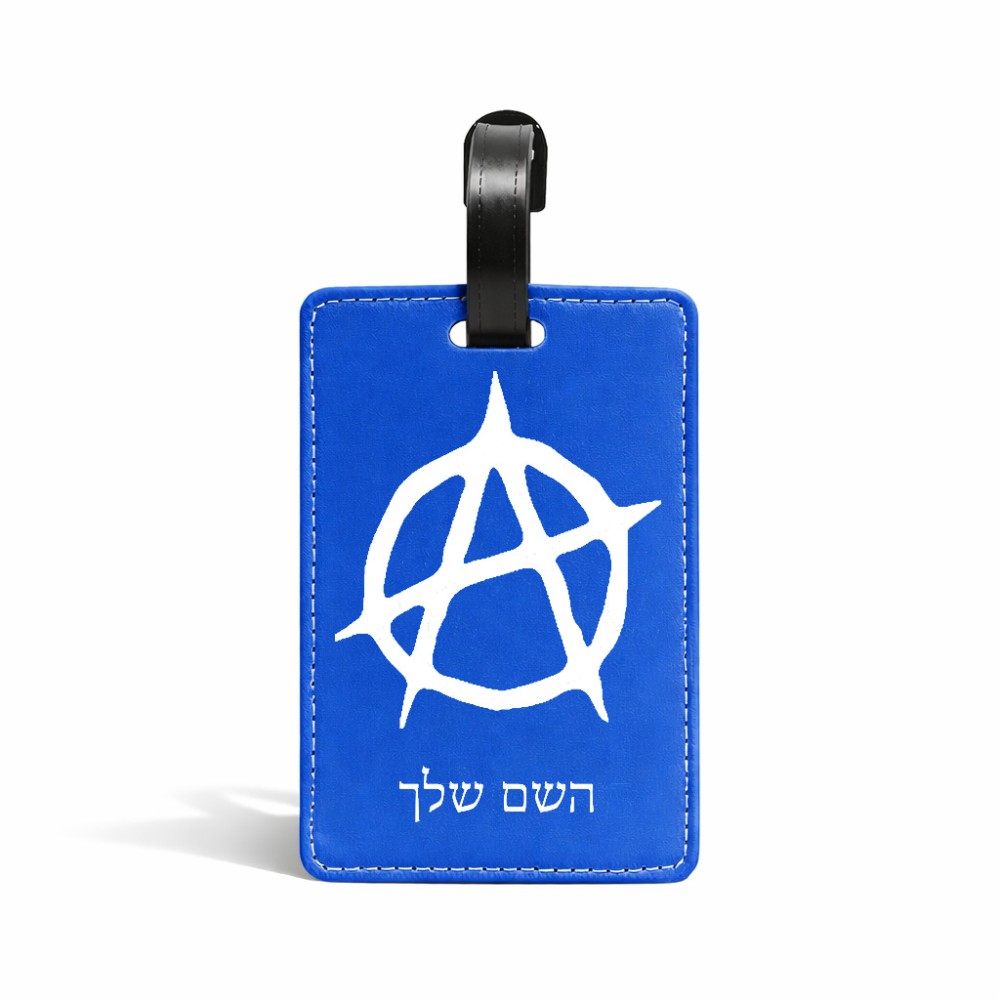 תווית לסימון מזוודה \ תיק בעיצוב אישי עם השם שלך בעיצוב אנרכיה גודל 10.3 × 7 ס"מ