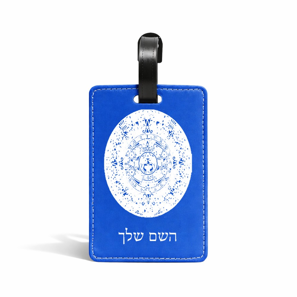תווית לסימון מזוודה \ תיק בעיצוב אישי עם השם שלך בעיצוב לוח שנה אצטקי של המאיה גודל 10.3 × 7 ס"מ