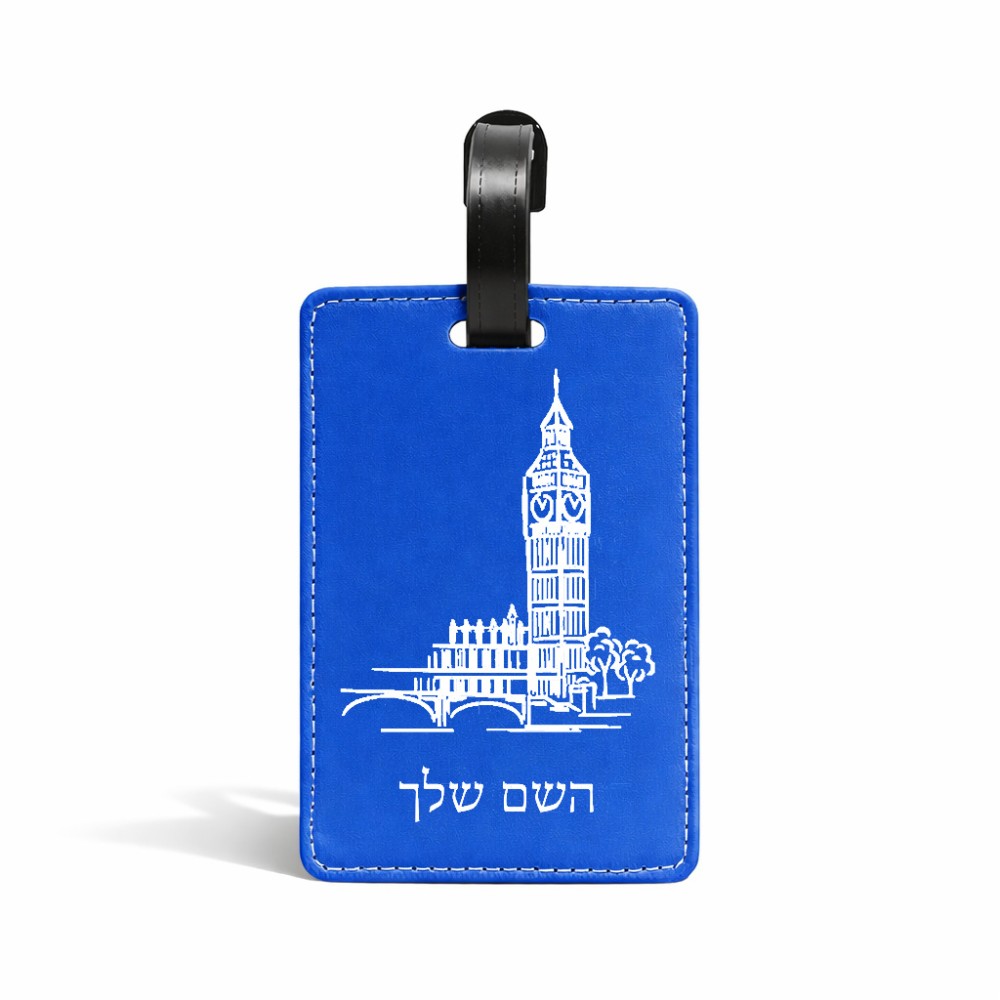 תווית לסימון מזוודה \ תיק בעיצוב אישי עם השם שלך בעיצוב ביג בן גודל 10.3 × 7 ס"מ