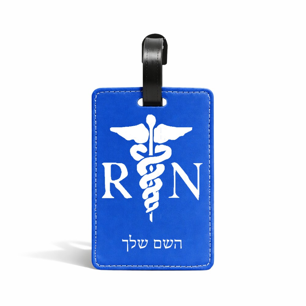 תווית לסימון מזוודה \ תיק בעיצוב אישי עם השם שלך בעיצוב אחות מוסמכת גודל 10.3 × 7 ס"מ