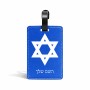 תווית לסימון מזוודה \ תיק בעיצוב אישי עם השם שלך בעיצוב מגן דוד - מגן דוד - ישראל גודל 10.3 × 7 ס"מ