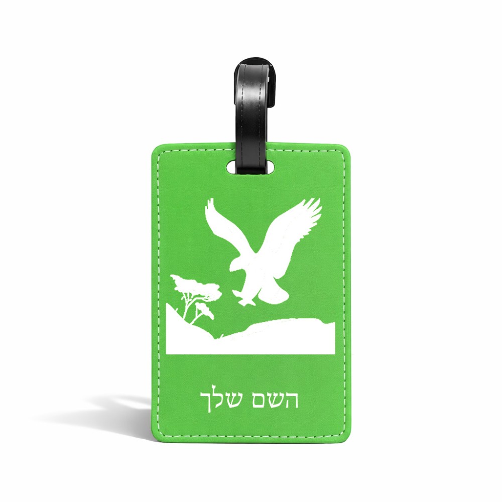 תווית לסימון מזוודה \ תיק בעיצוב אישי עם השם שלך בעיצוב נשר אמריקאי גודל 10.3 × 7 ס"מ