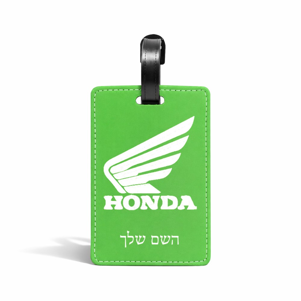 תווית לסימון מזוודה \ תיק בעיצוב אישי עם השם שלך בעיצוב הונדה גודל 10.3 × 7 ס"מ