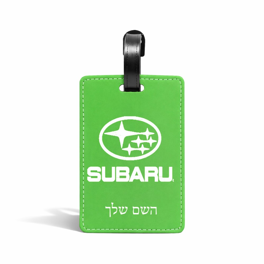 תווית לסימון מזוודה \ תיק בעיצוב אישי עם השם שלך בעיצוב סובארו גודל 10.3 × 7 ס"מ
