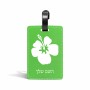 תווית לסימון מזוודה \ תיק בעיצוב אישי עם השם שלך בעיצוב פרח היביסקוס גודל 10.3 × 7 ס"מ
