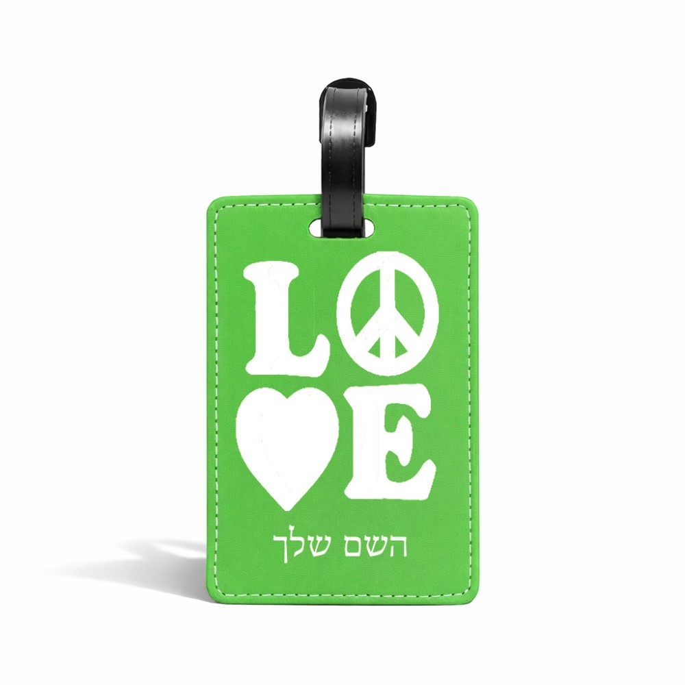 תווית לסימון מזוודה \ תיק בעיצוב אישי עם השם שלך בעיצוב אהבה גודל 10.3 × 7 ס"מ