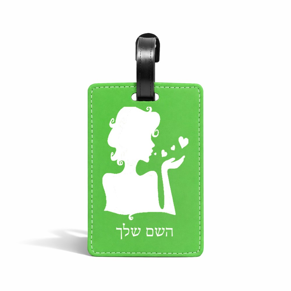 תווית לסימון מזוודה \ תיק בעיצוב אישי עם השם שלך בעיצוב אהבת נשים גודל 10.3 × 7 ס"מ