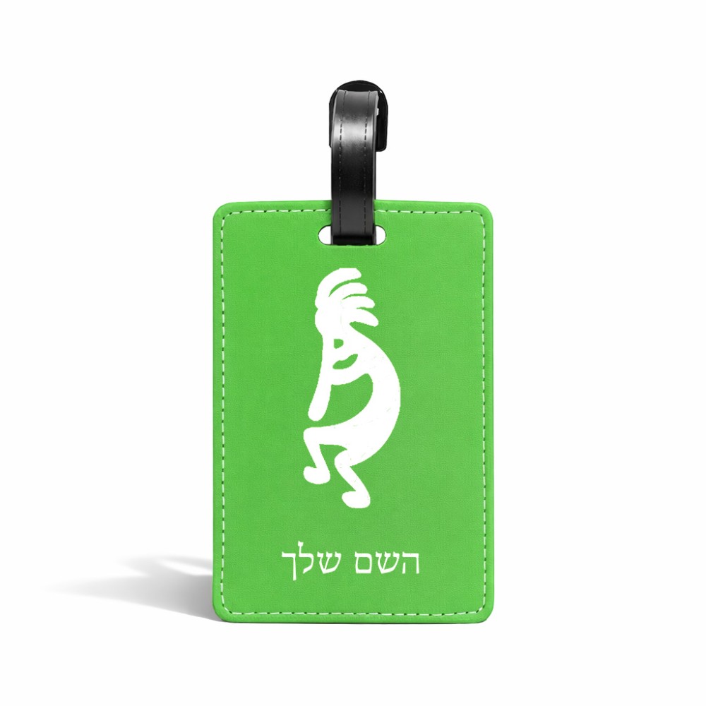 תווית לסימון מזוודה \ תיק בעיצוב אישי עם השם שלך בעיצוב קוקופלי גודל 10.3 × 7 ס"מ