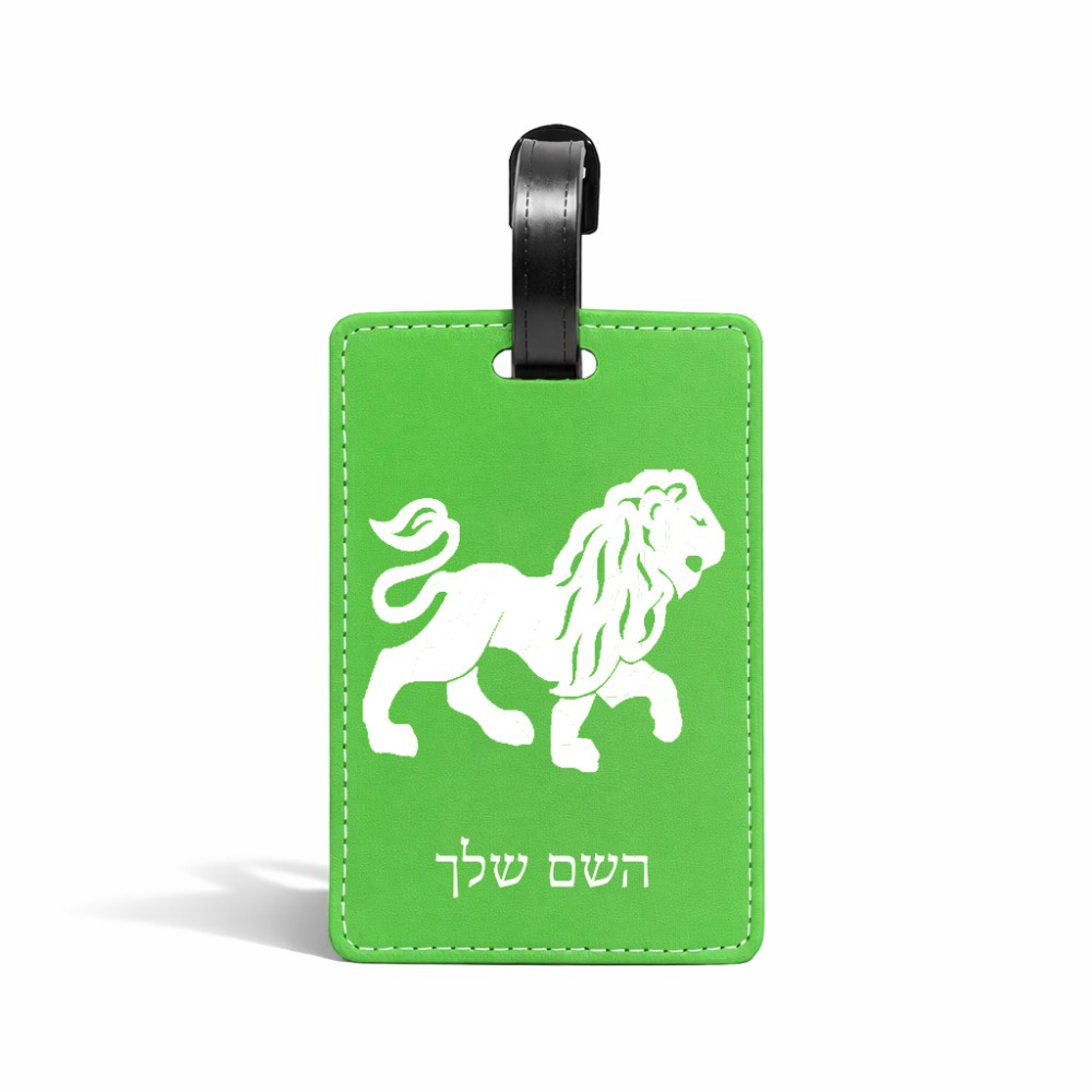 תווית לסימון מזוודה \ תיק בעיצוב אישי עם השם שלך בעיצוב מזלות - אריה גודל 10.3 × 7 ס"מ