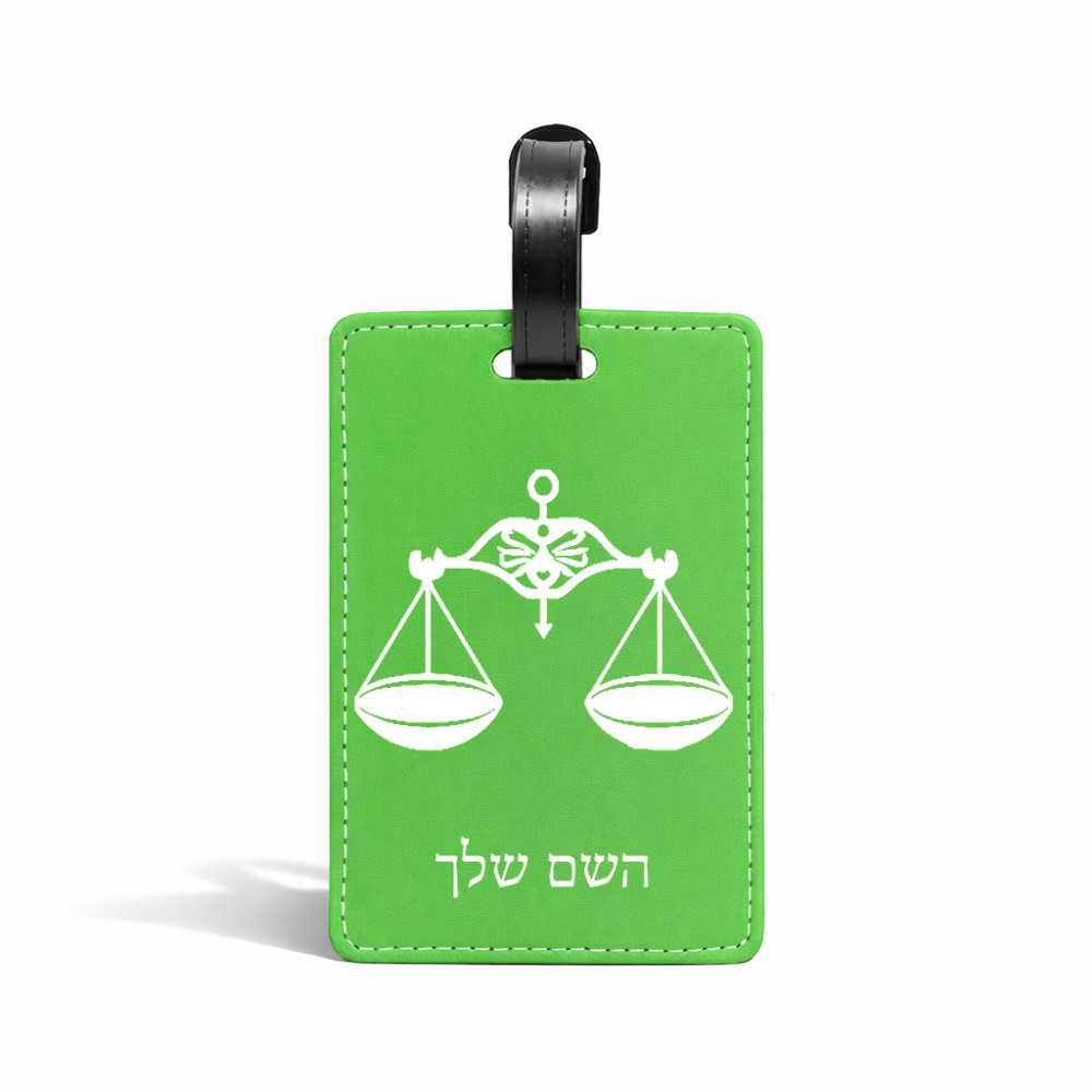 תווית לסימון מזוודה \ תיק בעיצוב אישי עם השם שלך בעיצוב מזלות - מאזניים גודל 10.3 × 7 ס"מ