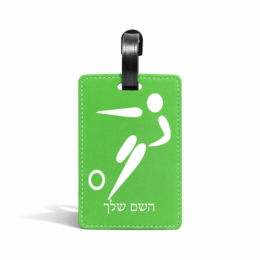 תווית לסימון מזוודה \ תיק בעיצוב אישי עם השם שלך בעיצוב כדורגל אולימפי גודל 10.3 × 7 ס"מ