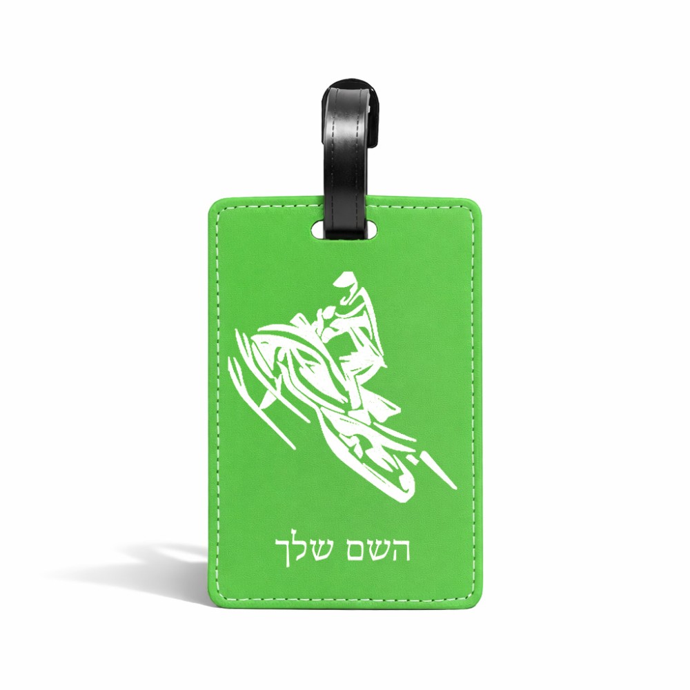 תווית לסימון מזוודה \ תיק בעיצוב אישי עם השם שלך בעיצוב אופנוע שלג גודל 10.3 × 7 ס"מ