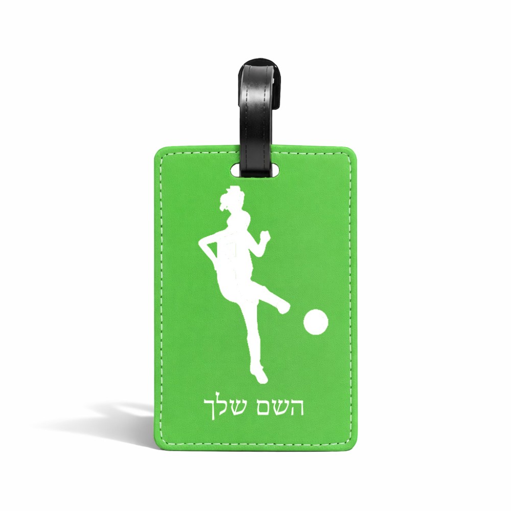 תווית לסימון מזוודה \ תיק בעיצוב אישי עם השם שלך בעיצוב שחקנית כדורגל - אישה גודל 10.3 × 7 ס"מ