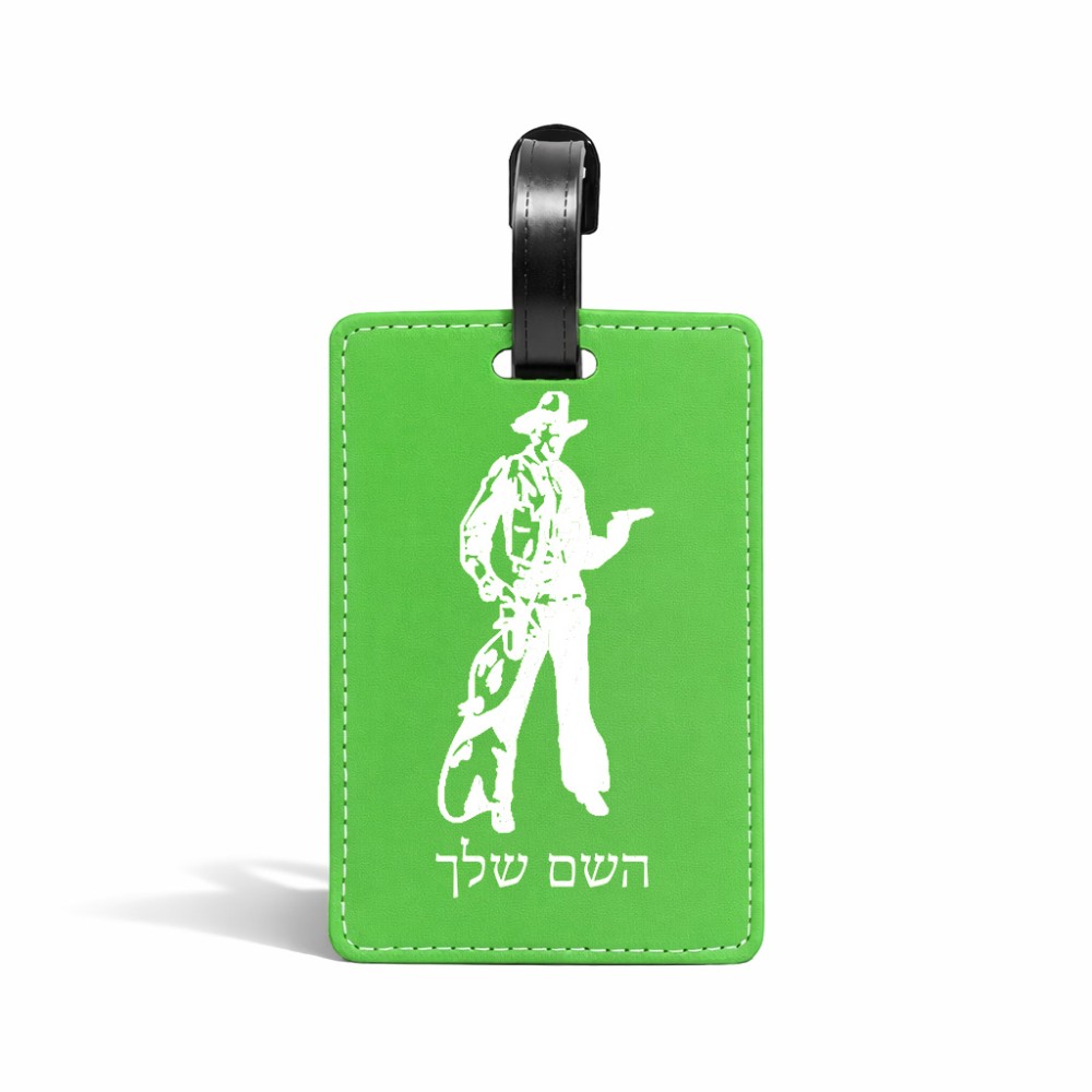 תווית לסימון מזוודה \ תיק בעיצוב אישי עם השם שלך בעיצוב קאובוי המערב הפרוע גודל 10.3 × 7 ס"מ
