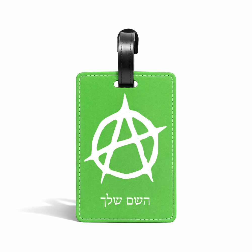 תווית לסימון מזוודה \ תיק בעיצוב אישי עם השם שלך בעיצוב אנרכיה גודל 10.3 × 7 ס"מ