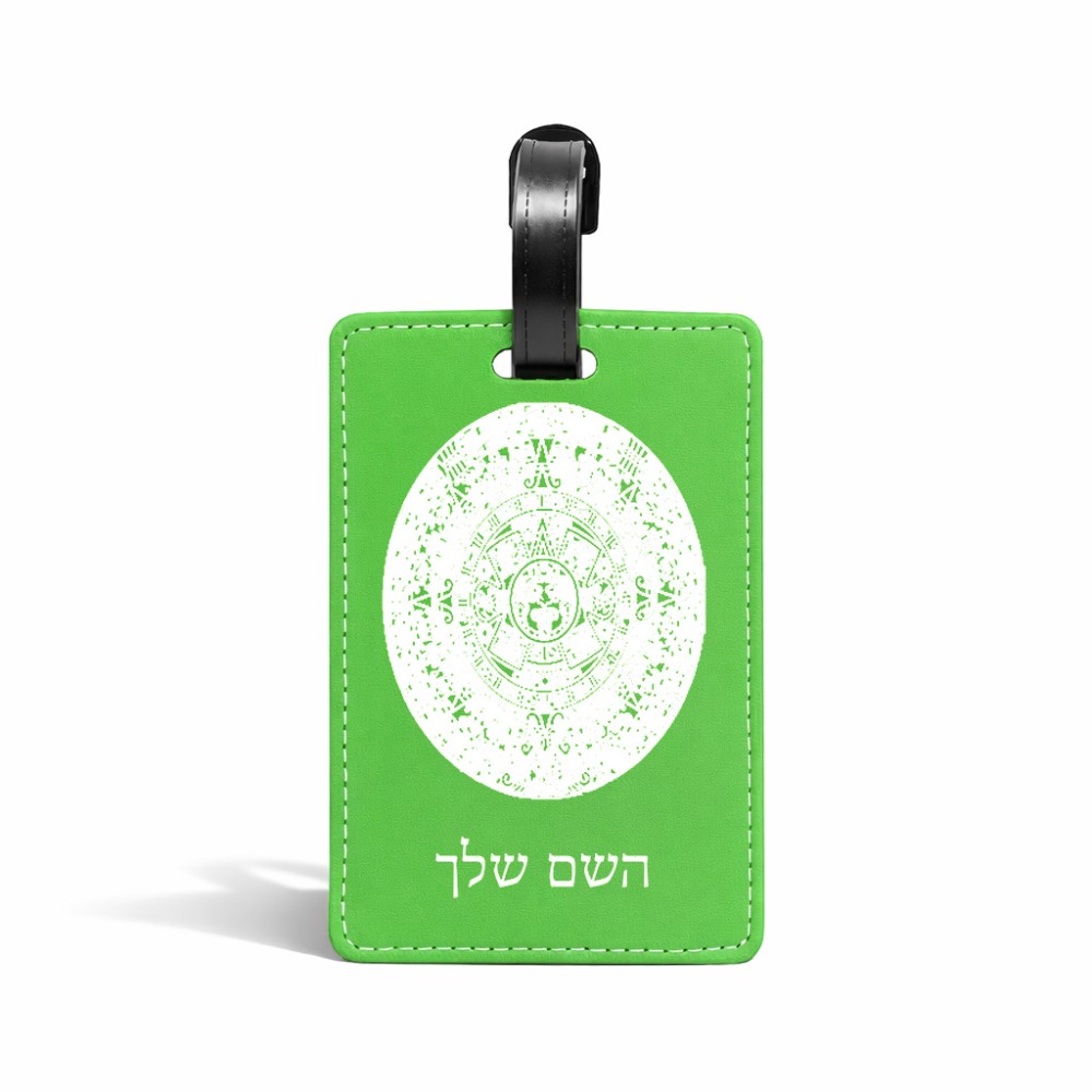 תווית לסימון מזוודה \ תיק בעיצוב אישי עם השם שלך בעיצוב לוח שנה אצטקי של המאיה גודל 10.3 × 7 ס"מ