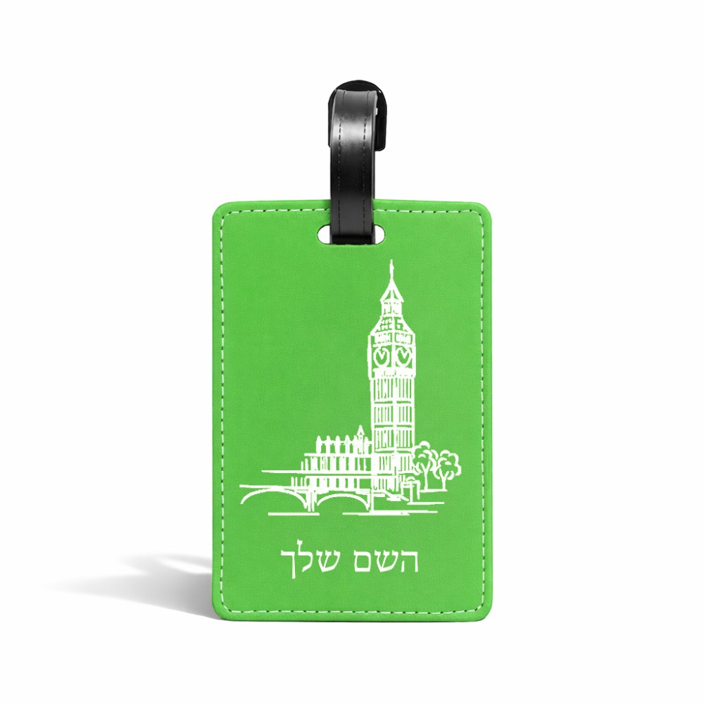 תווית לסימון מזוודה \ תיק בעיצוב אישי עם השם שלך בעיצוב ביג בן גודל 10.3 × 7 ס"מ