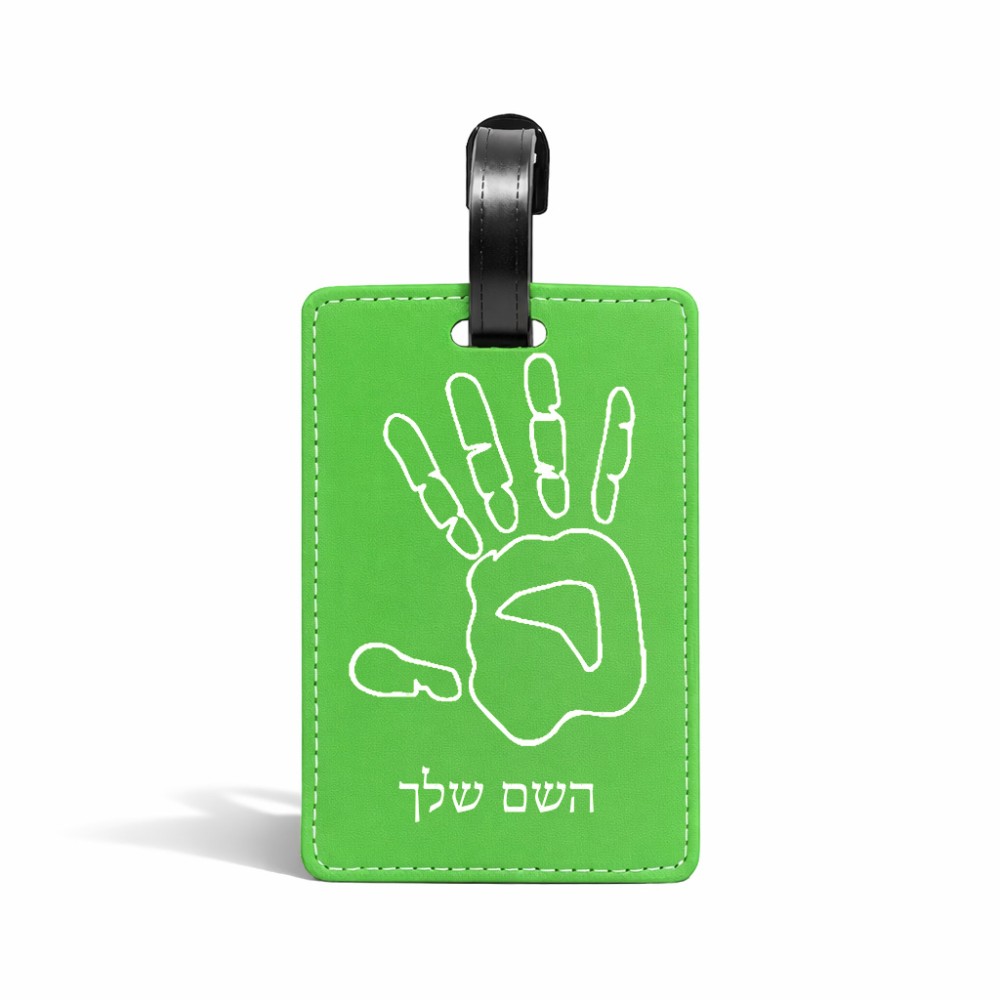 תווית לסימון מזוודה \ תיק בעיצוב אישי עם השם שלך בעיצוב יד גודל 10.3 × 7 ס"מ