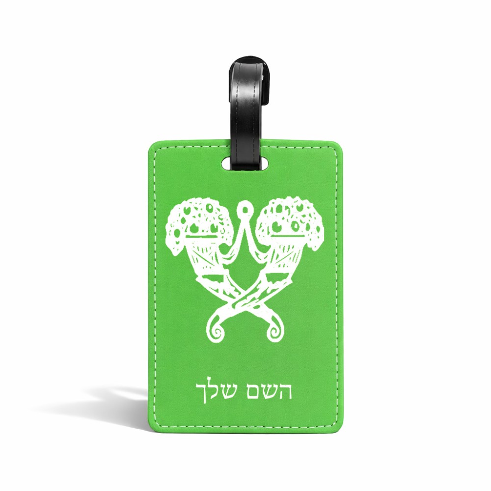 תווית לסימון מזוודה \ תיק בעיצוב אישי עם השם שלך בעיצוב פרחי קרן גודל 10.3 × 7 ס"מ