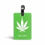 תווית לסימון מזוודה \ תיק בעיצוב אישי עם השם שלך בעיצוב עלה מריחואנה - גראס גודל 10.3 × 7 ס"מ