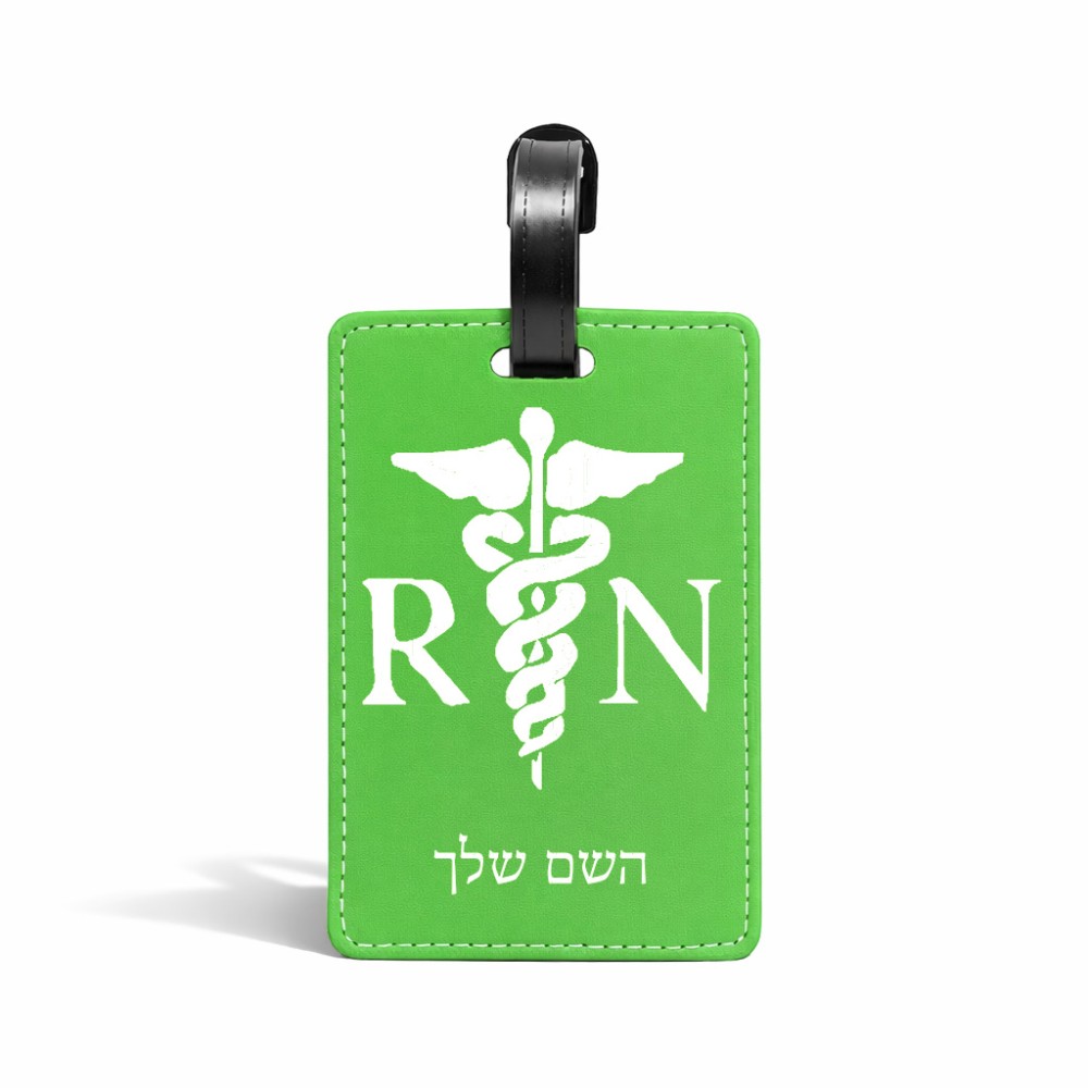 תווית לסימון מזוודה \ תיק בעיצוב אישי עם השם שלך בעיצוב אחות מוסמכת גודל 10.3 × 7 ס"מ