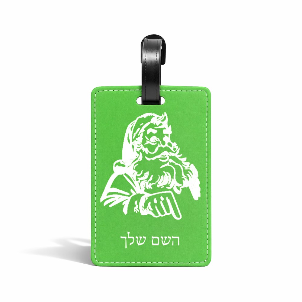 תווית לסימון מזוודה \ תיק בעיצוב אישי עם השם שלך בעיצוב סנטה קלאוס גודל 10.3 × 7 ס"מ