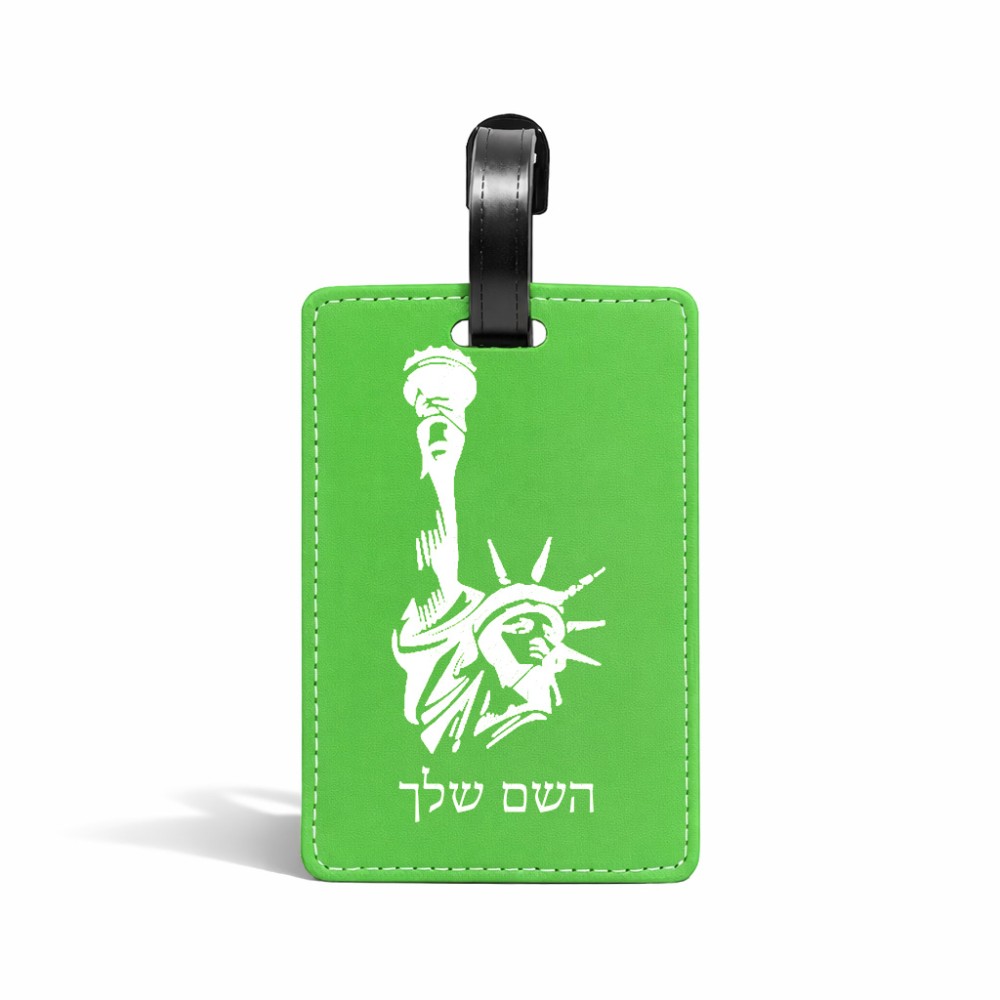 תווית לסימון מזוודה \ תיק בעיצוב אישי עם השם שלך בעיצוב פסל החירות גודל 10.3 × 7 ס"מ