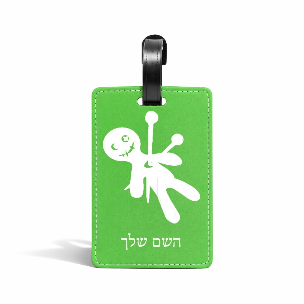 תווית לסימון מזוודה \ תיק בעיצוב אישי עם השם שלך בעיצוב וודו גודל 10.3 × 7 ס"מ