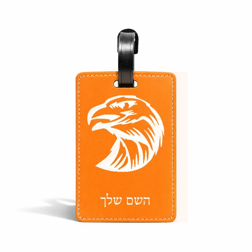 תווית לסימון מזוודה \ תיק בעיצוב אישי עם השם שלך בעיצוב ראש נשר גודל 10.3 × 7 ס"מ