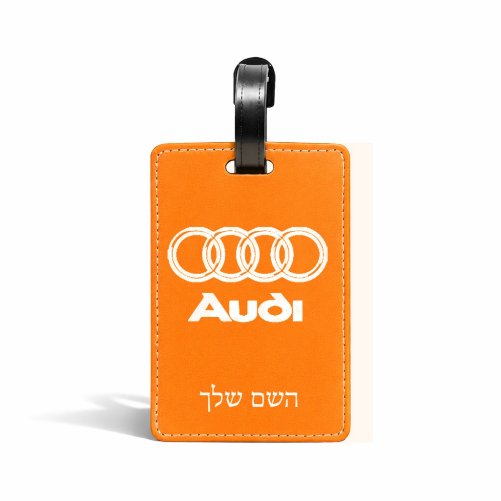 תווית לסימון מזוודה \ תיק בעיצוב אישי עם השם שלך בעיצוב אאודי גודל 10.3 × 7 ס"מ
