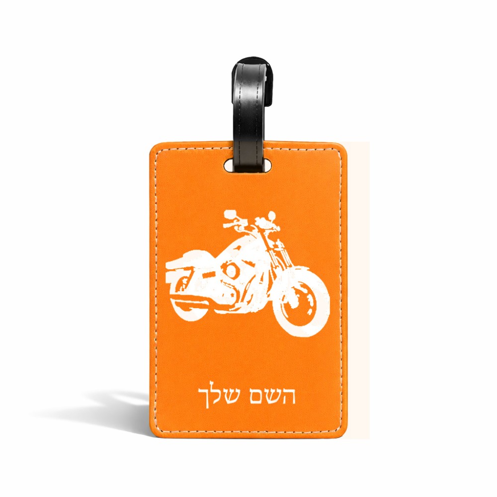 תווית לסימון מזוודה \ תיק בעיצוב אישי עם השם שלך בעיצוב הארלי-דיווידסון גודל 10.3 × 7 ס"מ