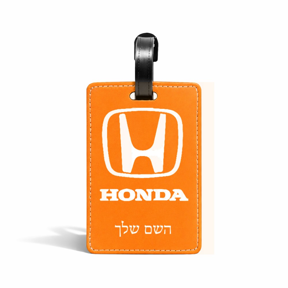 תווית לסימון מזוודה \ תיק בעיצוב אישי עם השם שלך בעיצוב הונדה 2 גודל 10.3 × 7 ס"מ