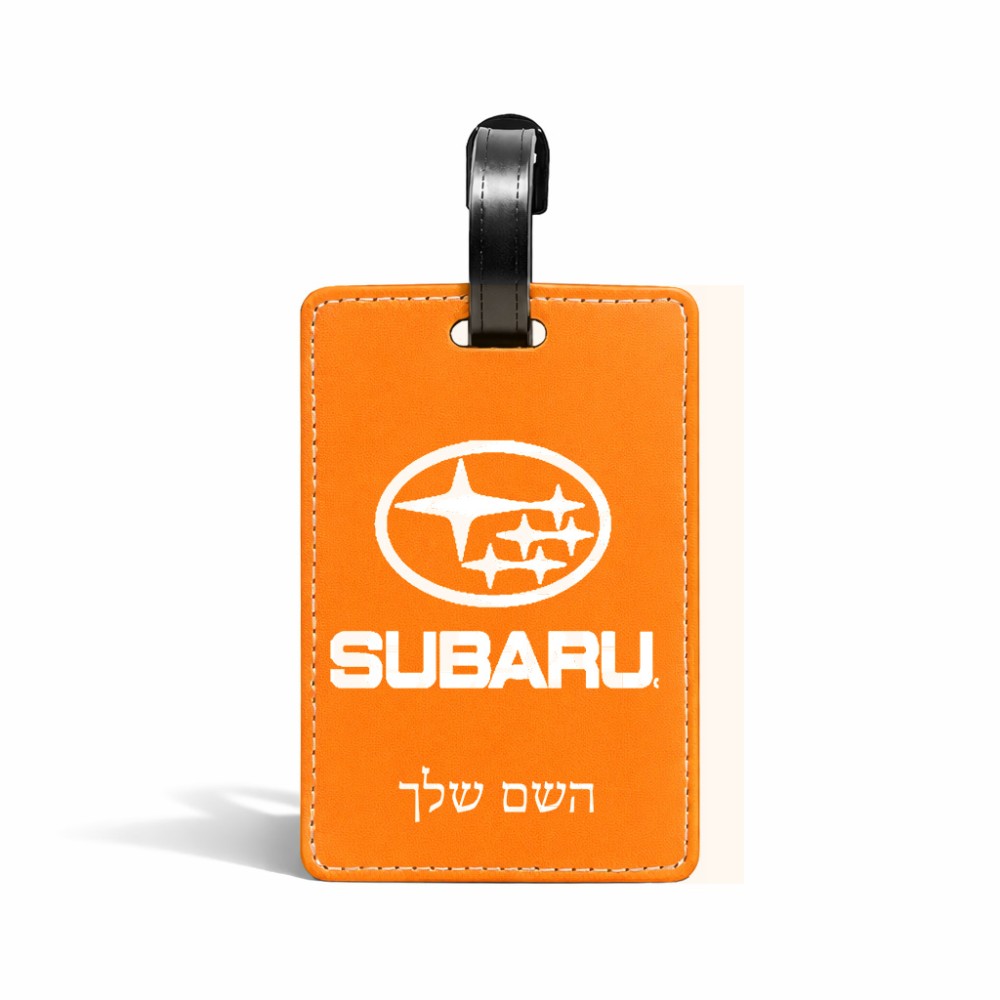 תווית לסימון מזוודה \ תיק בעיצוב אישי עם השם שלך בעיצוב סובארו גודל 10.3 × 7 ס"מ