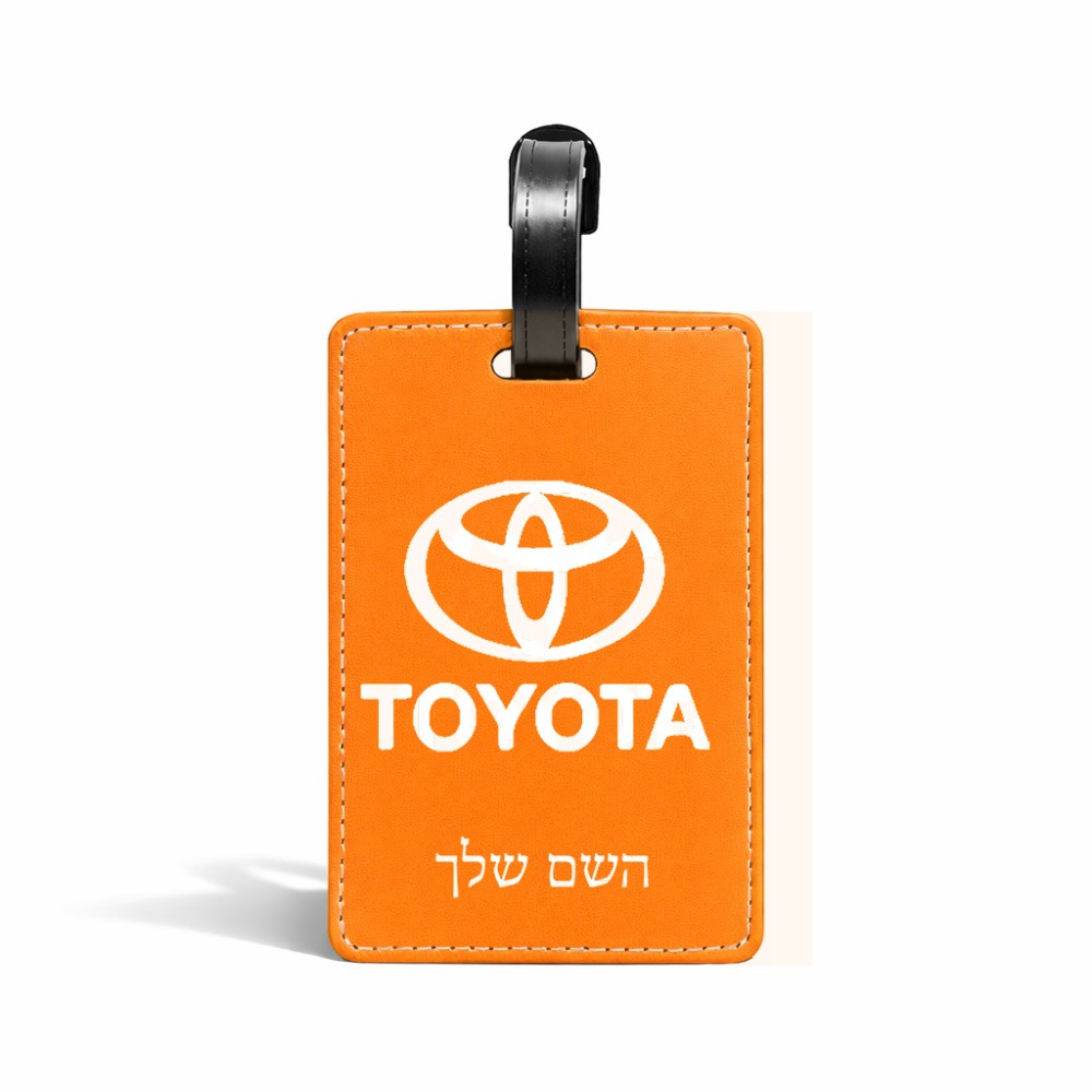 תווית לסימון מזוודה \ תיק בעיצוב אישי עם השם שלך בעיצוב טויוטה גודל 10.3 × 7 ס"מ