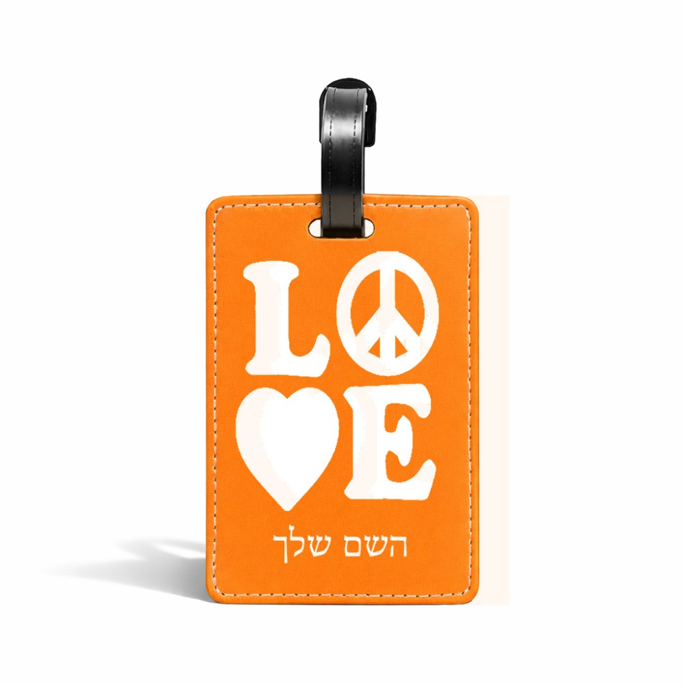 תווית לסימון מזוודה \ תיק בעיצוב אישי עם השם שלך בעיצוב אהבה גודל 10.3 × 7 ס"מ