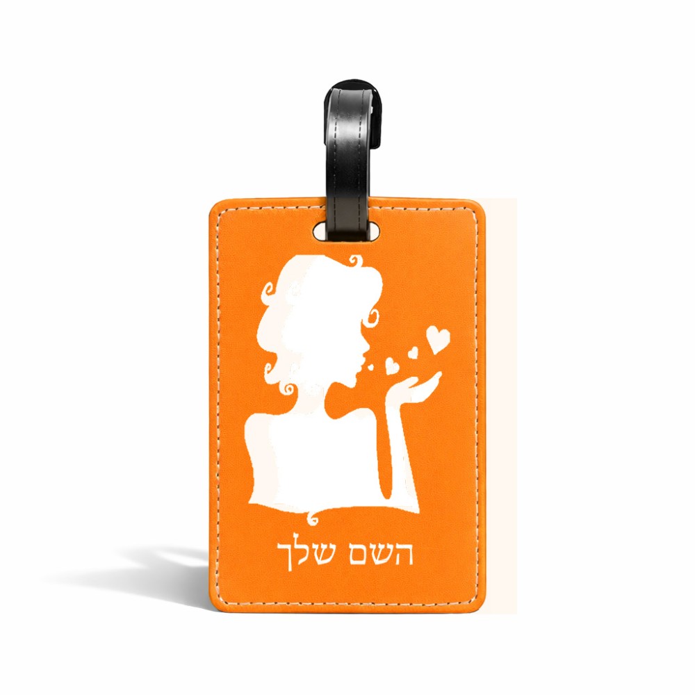 תווית לסימון מזוודה \ תיק בעיצוב אישי עם השם שלך בעיצוב אהבת נשים גודל 10.3 × 7 ס"מ