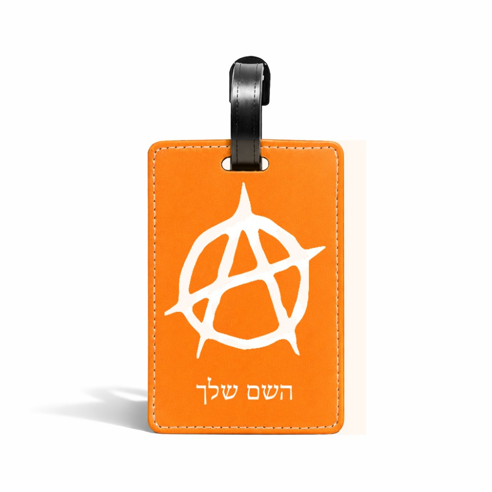 תווית לסימון מזוודה \ תיק בעיצוב אישי עם השם שלך בעיצוב אנרכיה גודל 10.3 × 7 ס"מ