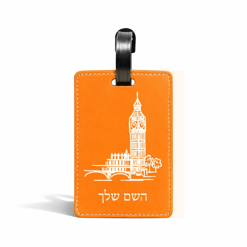 תווית לסימון מזוודה \ תיק בעיצוב אישי עם השם שלך בעיצוב ביג בן גודל 10.3 × 7 ס"מ