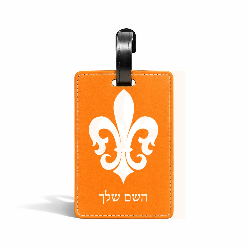 תווית לסימון מזוודה \ תיק בעיצוב אישי עם השם שלך בעיצוב פרחי פרחים - צרפת גודל 10.3 × 7 ס"מ