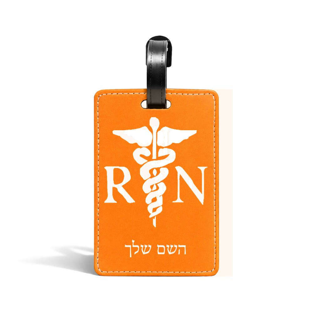 תווית לסימון מזוודה \ תיק בעיצוב אישי עם השם שלך בעיצוב אחות מוסמכת גודל 10.3 × 7 ס"מ